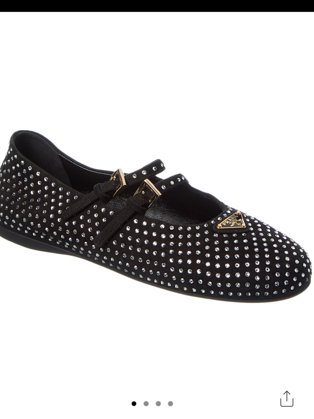 Black Studded Mary Jane Flats with Gold Accents